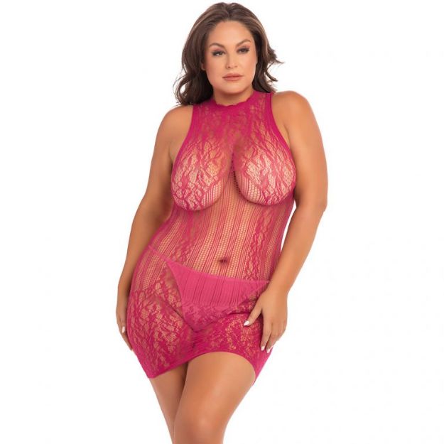 Picture of RENE ROFE RECKLESS LACE MINI DRESS - QS - PNK
