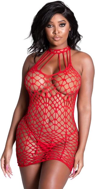 Picture of PINK LIPSTICK SHREDS OF DECENCY MINI DRESS - OS RED
