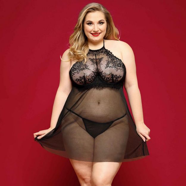 Picture of BABYDOLL HALTER MESH BLACK-OS