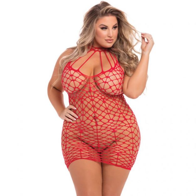Picture of PINK LIPSTICK SHREDS OF DECENCY MINI DRESS - RED Q/S