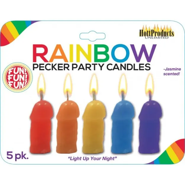 Picture of RAINBOW PECKER PARTY CANDLES 5PK
