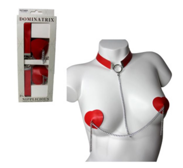 Picture of DOMINATRIX NIPPLICIOUS PASTIES & NECKLESS - RED