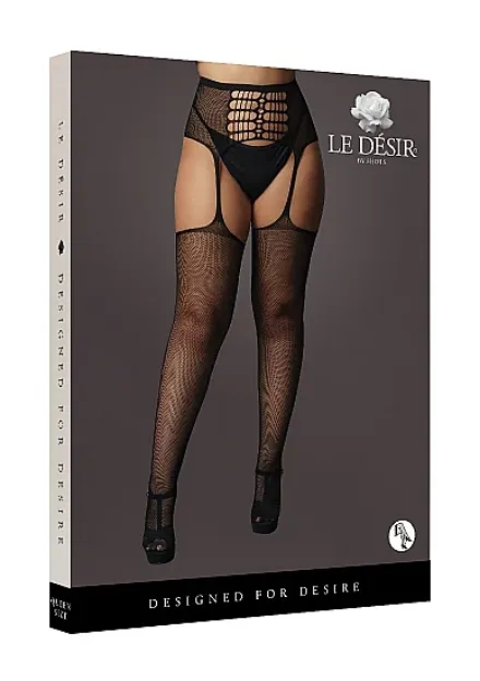 Picture of LE DESIR HIGH WAISTED GARTERBELT STOCKINGS - BLACK Q/S