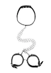Picture of OUCH! BONDED LEATHER COLLAR WITH CUFFS&STRAPS&CHAIN BLACK