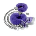Picture of NIXIE METAL BUTT PLUG & FURRY CUFF SET - PURPLE