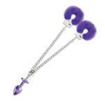 Picture of NIXIE METAL BUTT PLUG & FURRY CUFF SET - PURPLE