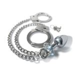 Picture of NIXIE METAL BUTT PLUG & CUFF SET - SILVER
