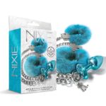 Picture of NIXIE METAL BUTT PLUG & FURRY CUFF SET - BLUE