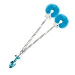 Picture of NIXIE METAL BUTT PLUG & FURRY CUFF SET - BLUE