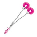 Picture of NIXIE METAL BUTT PLUF & FURRY CUFF SET - PINK