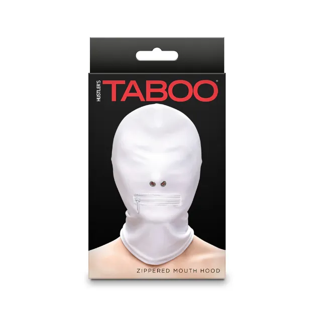 Picture of HUSTLER TABOO ZIPPERED MOUTH HOOD - WHITE