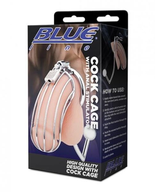 Picture of Blue Line Cock Cage With Anal Stimulator