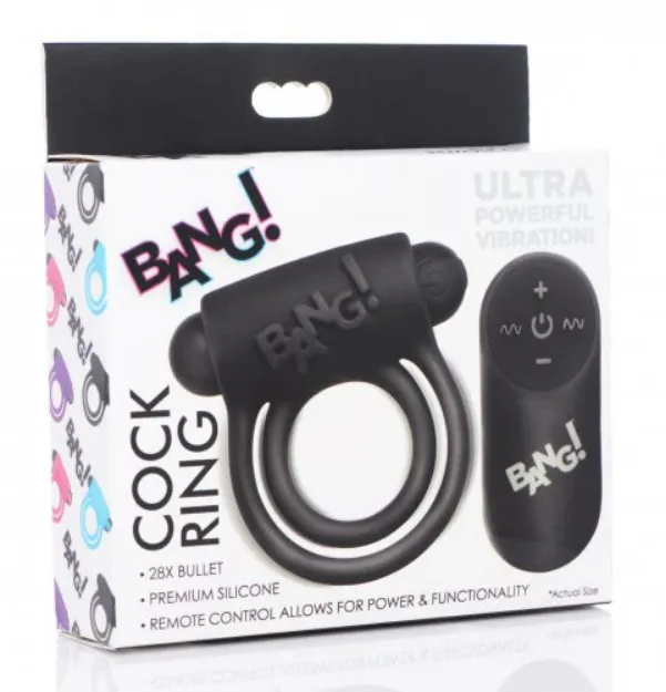 Picture of BANG! 28X Remote Control & Vibrating Cock Ring - Black