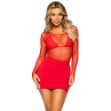 Picture of   LEG AVENUE – T-SHIRT LONG SLEEVE LYCRA FISHNET RED
