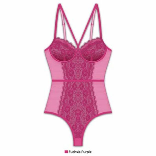 Picture of   FRENCH AFFAIR – TEDDY THONG FUCHSIA PURPLE PLUS SIZE