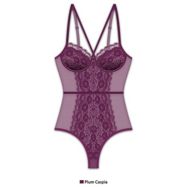 Picture of   FRENCH AFFAIR – TEDDY THONG PLUM CASPIA PLUS SIZE