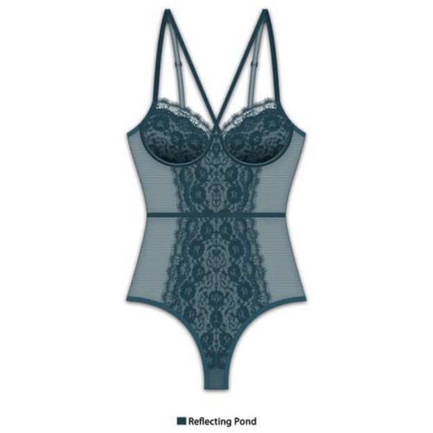 Picture of FRENCH AFFAIR – TEDDY THONG REFLECTING POND TEAL PLUS SIZE