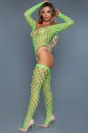 Picture of BE WICKED ALLURING FISHNET BODYSUIT GREEN O/S