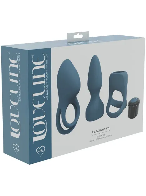 Picture of LOVELINE - Pleasure Kit + 3 Interchangeable Sleeves & Vibrating Bullet - Blue/Grey