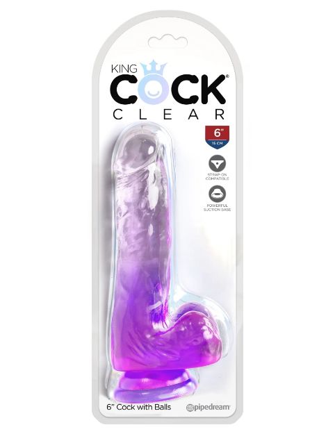 Picture of KING COCK CLEAR 6" COCK WITH BALLS - PURPLE