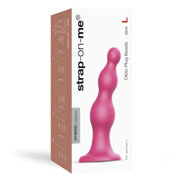 Picture of Strap-On-Me Dildo Plug Beads Metallic Raspberry Pink Large