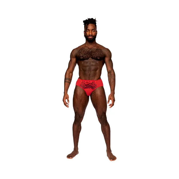 Picture of MALE POWER SASSY LACE BIKINI SOLID POUCH RED - Medium