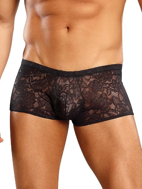 Picture of MALE POWER STRETCH LACE MINI SHORT BLACK - Large