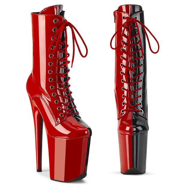 Picture of CRUELLA DEVILLE SPLIT STILETTO BOOT - RED/BLACK