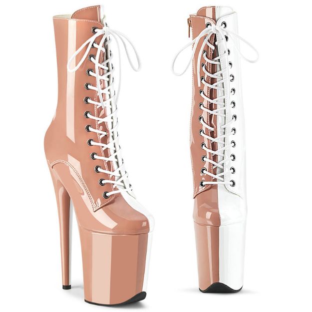 Picture of CRUELLA DEVILLE SPLIT STILETTO BOOT - BLUSH/WHITE