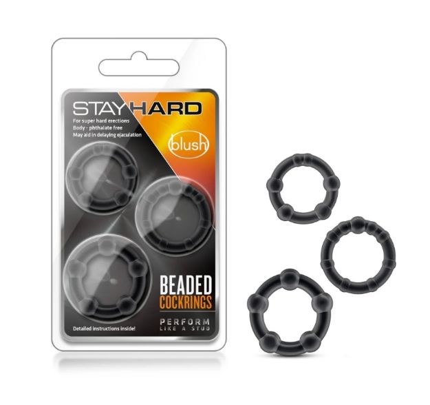 Picture of STAY HARD - BEADED COCK RINGS BLACK