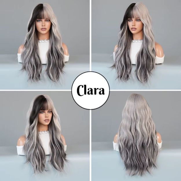 Picture of WIG CLARA - Long Wavy Split Bang Grey Ombre