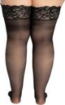 Picture of Music Legs - Silicone Lace Top Sheer Thigh High Black - Plus Size