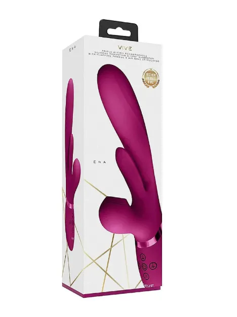 Picture of Vive ENA - Triple Motor Thrusting G-Spot with Flapper & Air Wave Clit Stimulation Vibrator - Pink